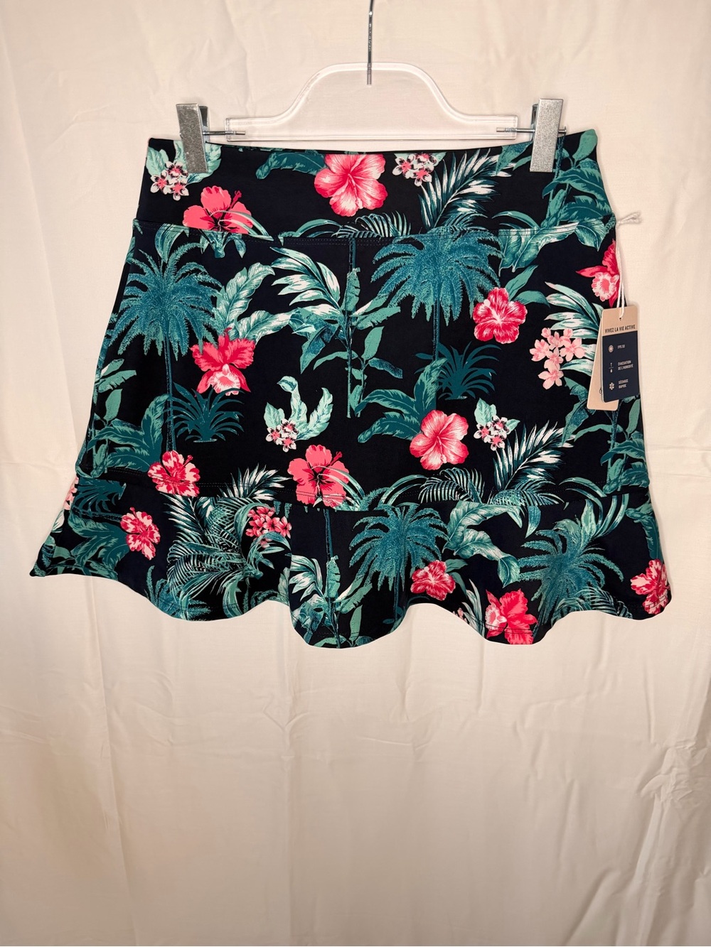 Tommy Bahama Black Tropical Floral Skort with Pink Blooms